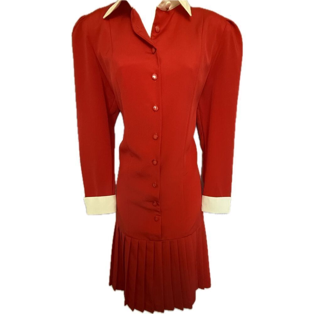 Vintage Liz Robert’s Drop Waist 80’s Dress with Shoulder Pads Women’s Size 8